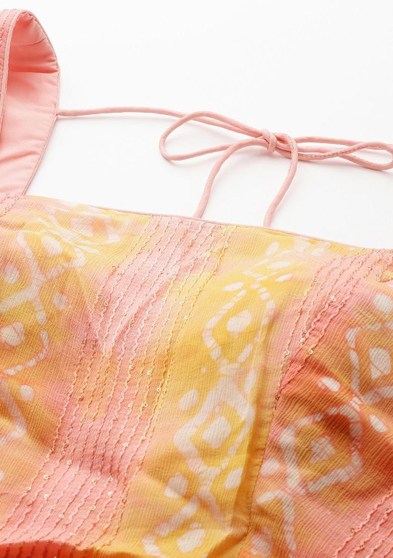 Pink Sequin Embroidered Poly Blend Blouse