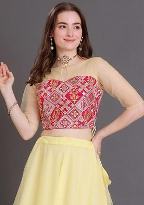 Pink Sequin Embroidered Silk Blouse