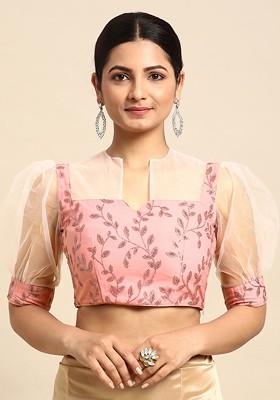 Pink Printed Poly Blend Blouse