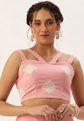 Pink Embroidered Georgette Blouse