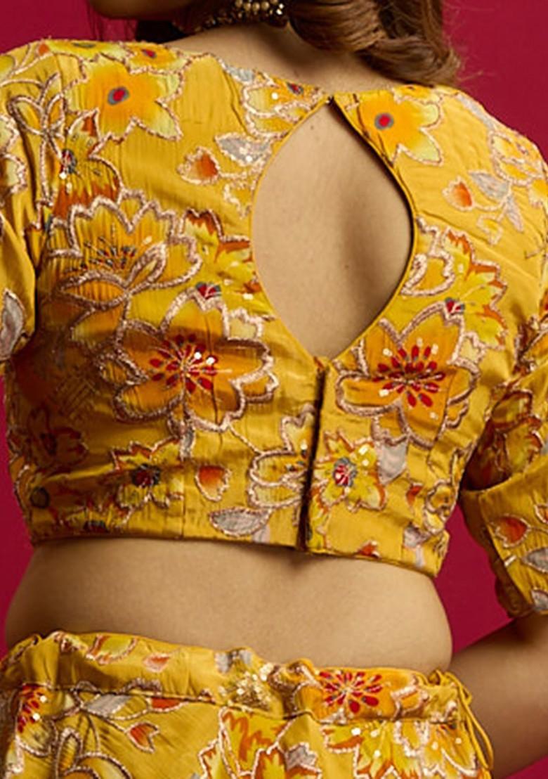 Yellow Embroidered Poly Blend Blouse