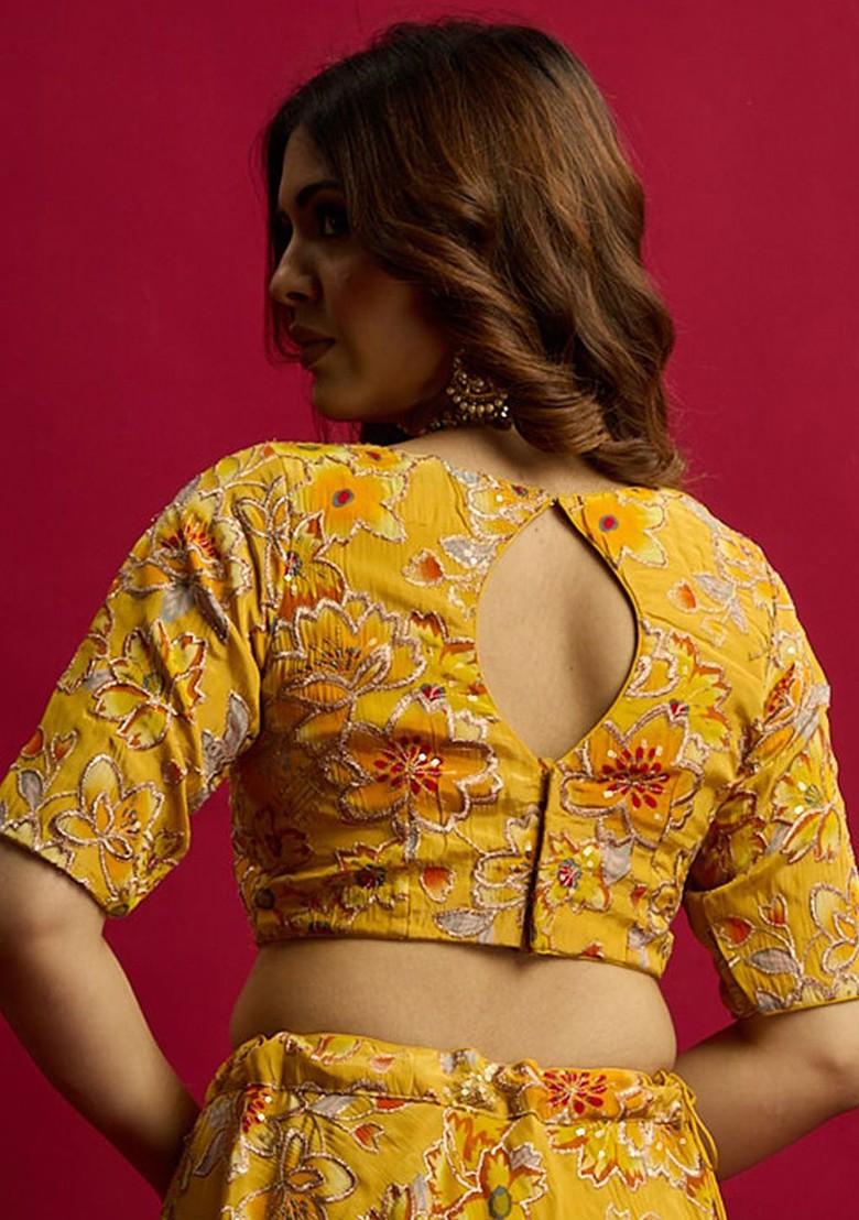 Yellow Embroidered Poly Blend Blouse