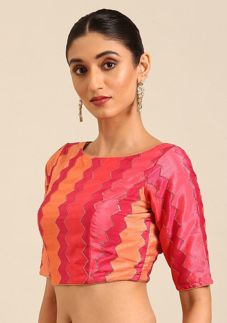 Multicolor Sequin Embroidered Poly Blend Blouse