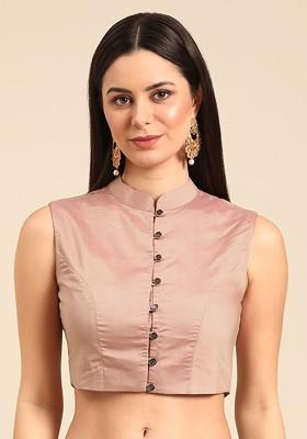 Pink Solid Poly Blend Blouse