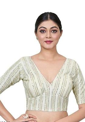 White Embroidered Georgette  Blouse