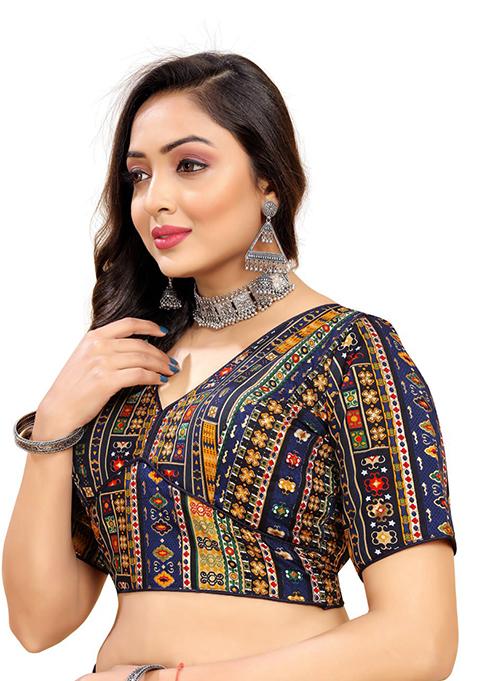 Essential Blouse in Navy Multi Chevron