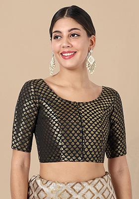 Black Zari Work Art Silk Blouse