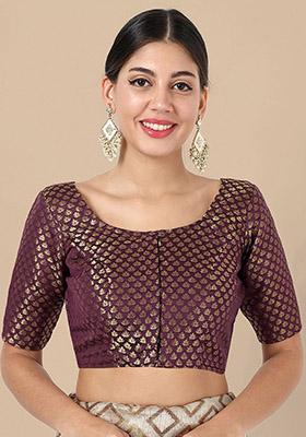 Wine Zari Work Art Silk Blouse