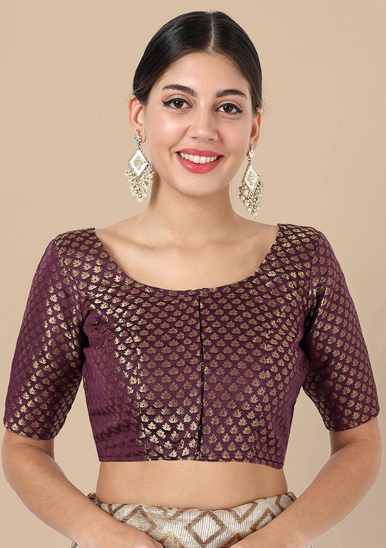 Wine Zari Work Art Silk Blouse