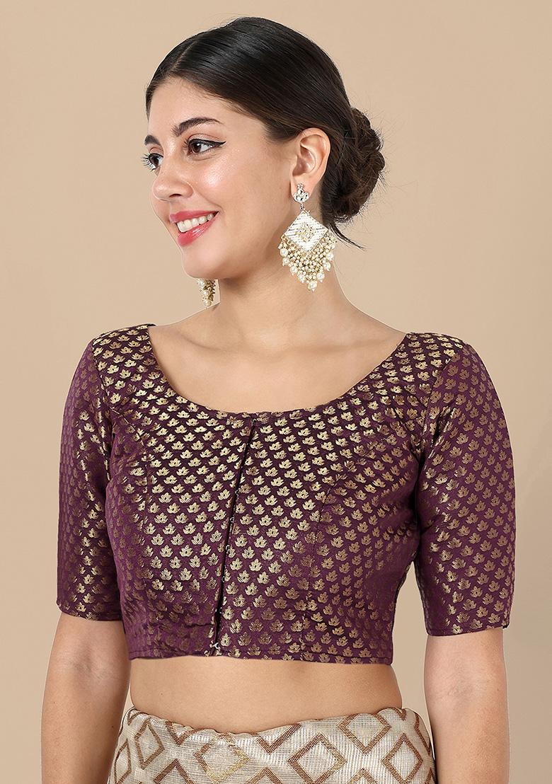 Wine Zari Work Art Silk Blouse