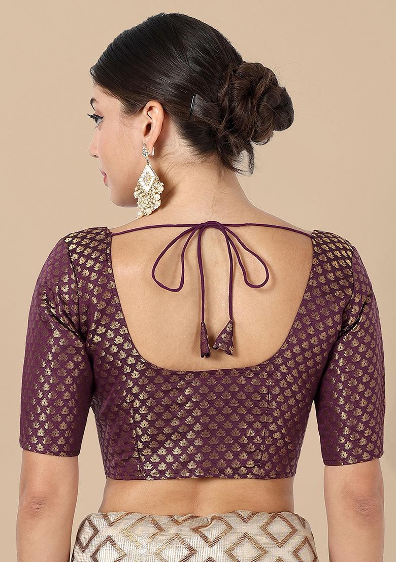 Wine Zari Work Art Silk Blouse