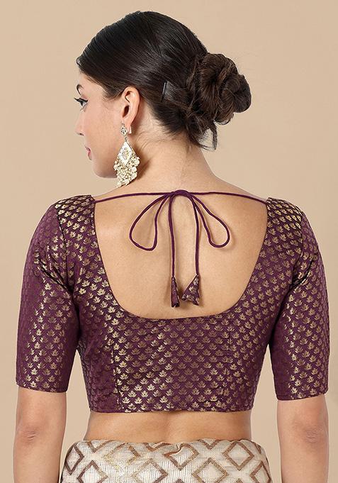 Wine Zari Work Art Silk Blouse