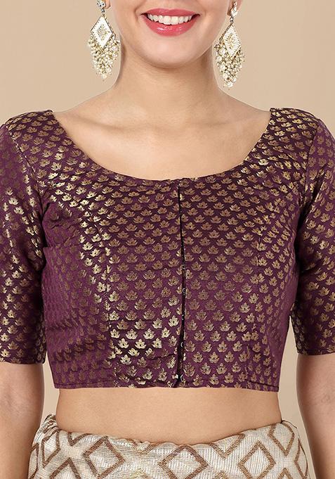 Wine Zari Work Art Silk Blouse
