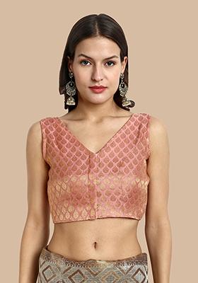 Light Pink Zari Work Art Silk Blouse