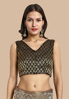 Black Zari Work Art Silk Blouse