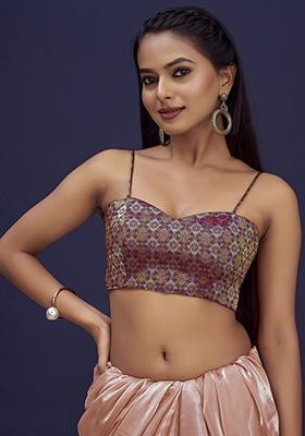 Wine Zari Work Art Silk Blouse