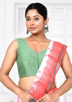 Green Embroidered Matka Silk Blouses