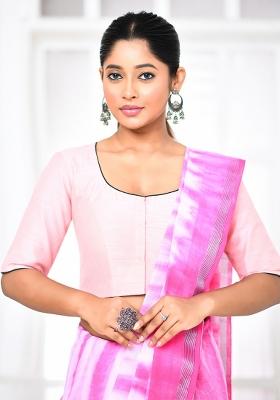 Pink Embroidered Matka Silk Blouses