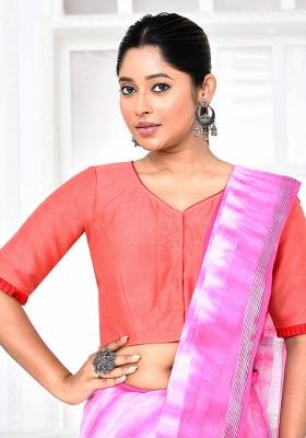 Rust Brown Embroidered Matka Silk Blouses
