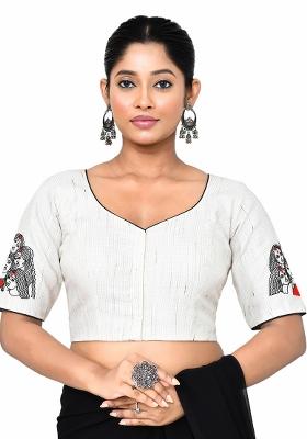 White Embroidered Silk Blouses