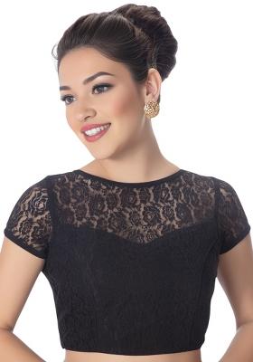 Black Back Hook Closure Net Blouse