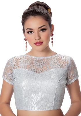 Silver Back Hook Closure Net Blouse