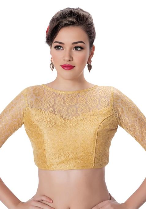 Gold Back Hook Closure Net Blouse