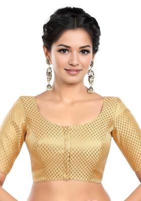 Gold Front Hook Closure Brocade Blouse
