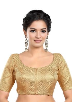 Gold Front Hook Closure Brocade Blouse