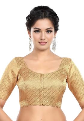Gold Front Hook Closure Brocade Blouse