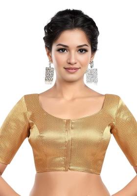Gold Front Hook Closure Brocade Blouse