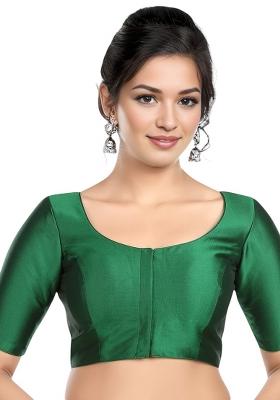 Green Front Hook Closure Banglori Silk Blouse