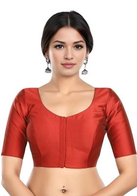 Maroon Front Hook Closure Banglori Silk Blouse