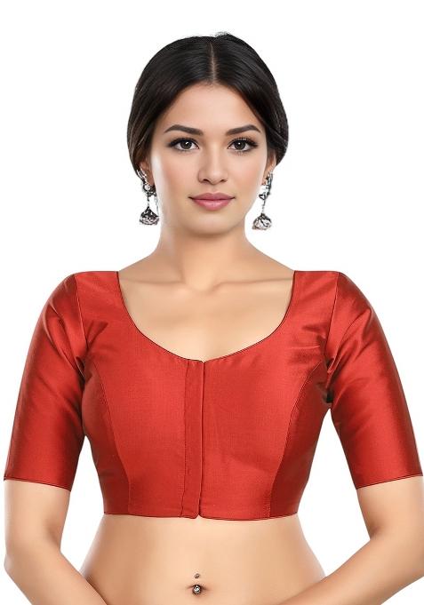 Maroon Front Hook Closure Banglori Silk Blouse