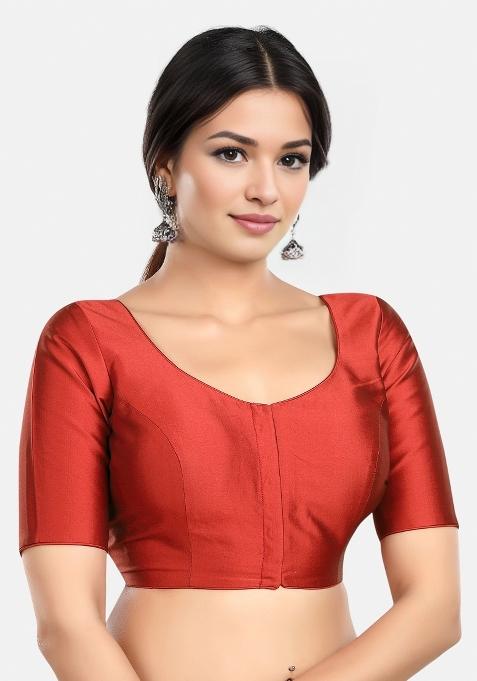 Maroon Front Hook Closure Banglori Silk Blouse