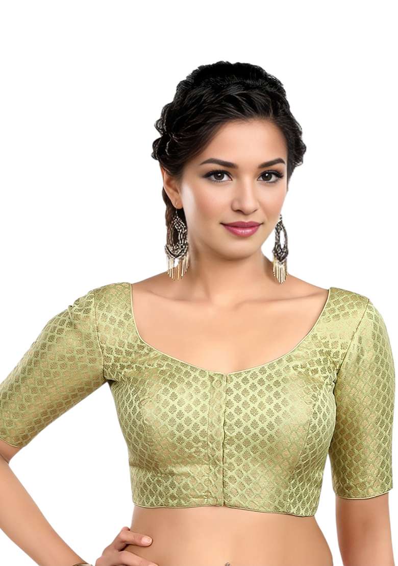 Pista Front Hook Closure Brocade Blouse - Indya