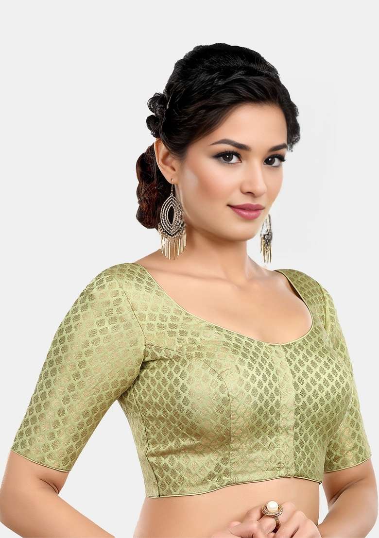 Pista Front Hook Closure Brocade Blouse - Indya
