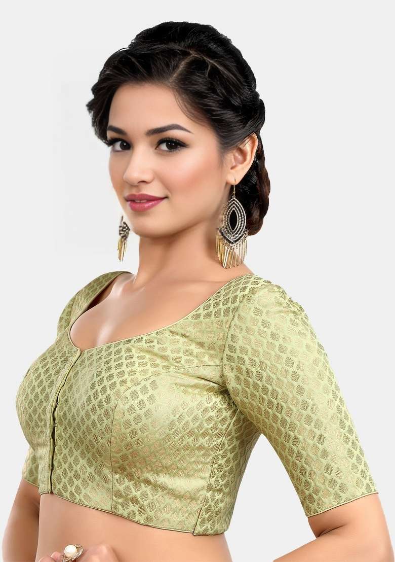 Pista Front Hook Closure Brocade Blouse - Indya