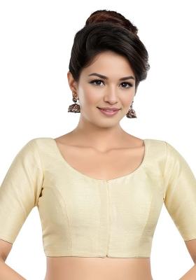 Cream Front Hook Closure Kora Silk Blouse