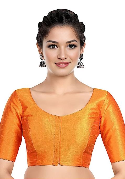 Mustard Front Hook Closure Kora Silk Blouse