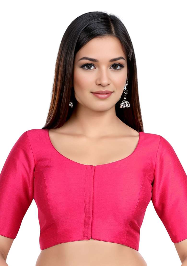 Rani Front Hook Closure Kora Silk Blouse - Indya