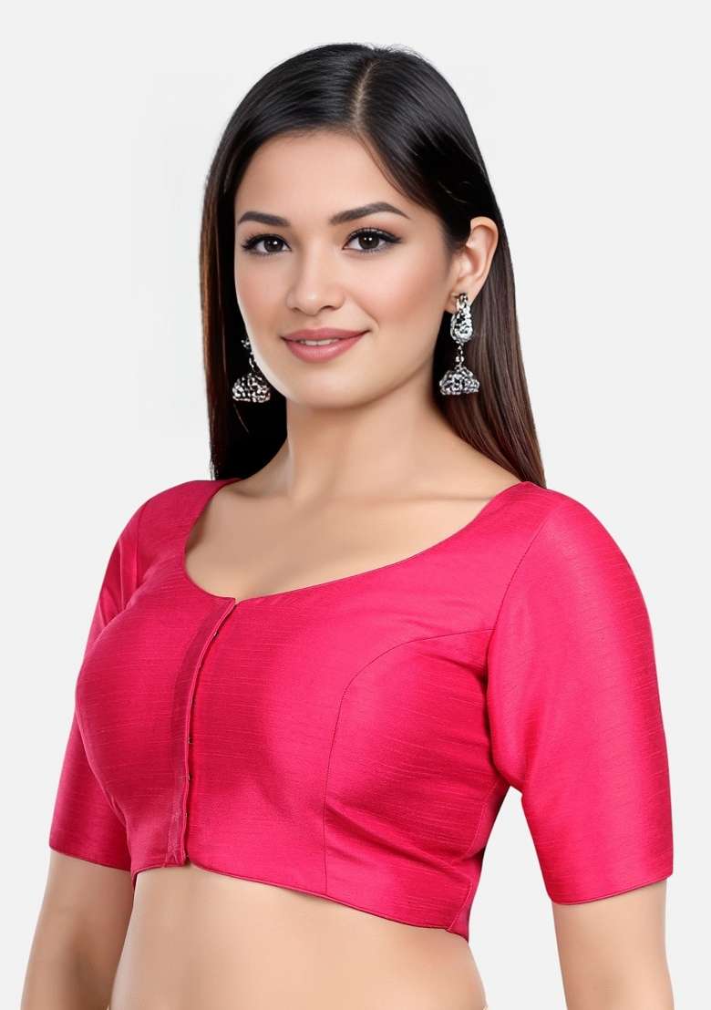 Rani Front Hook Closure Kora Silk Blouse - Indya