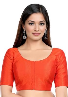 Rust Front Hook Closure Kora Silk Blouse