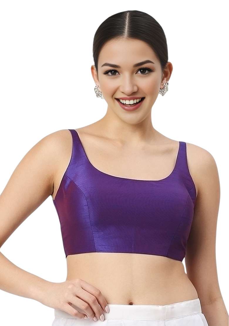 Purple Back Hook Closure Art Silk Blouse - Indya