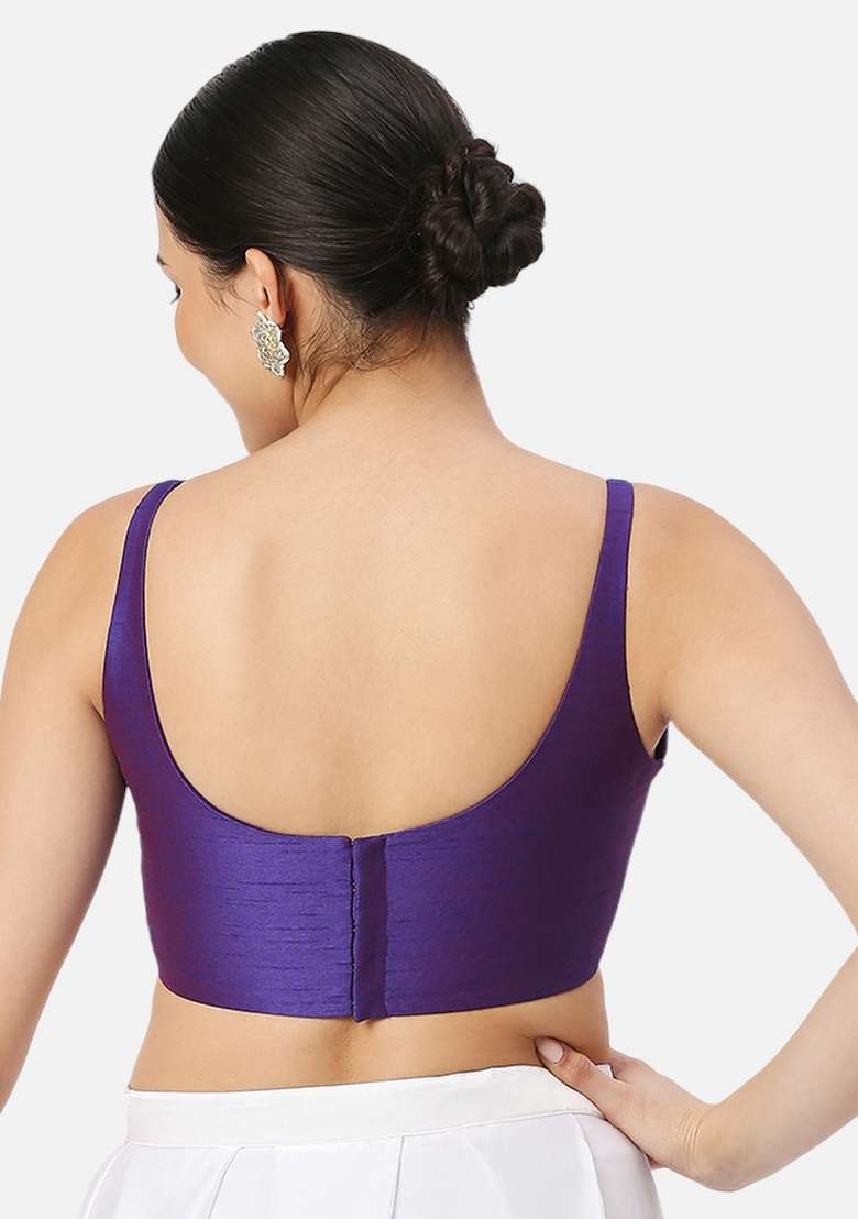 Purple Back Hook Closure Art Silk Blouse - Indya