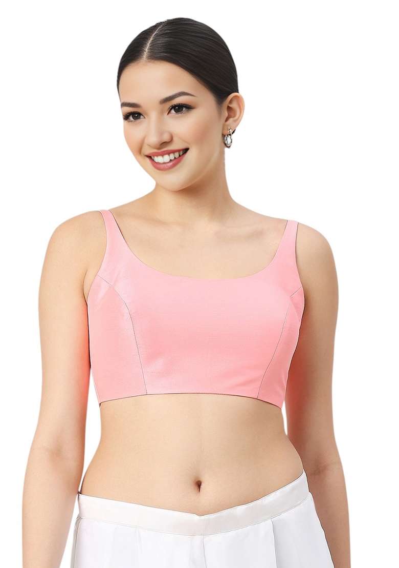 Baby Pink Back Hook Closure Art Silk Blouse - Indya