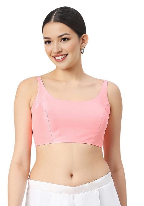 Baby Pink Back Hook Closure Art Silk Blouse