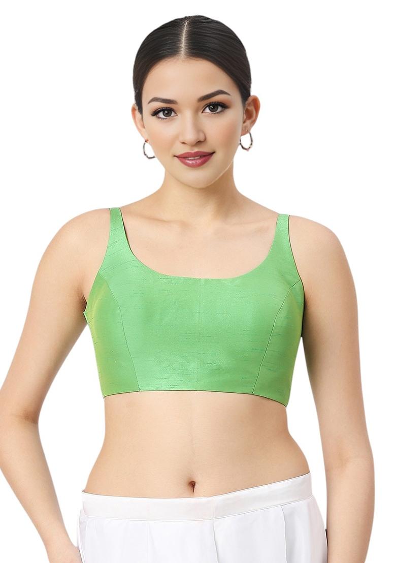 Light Green Back Hook Closure Art Silk Blouse