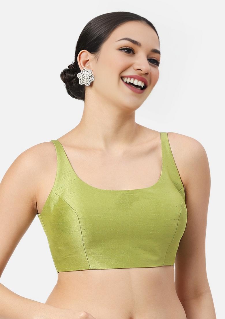 Sea Green Back Hook Closure Art Silk Blouse