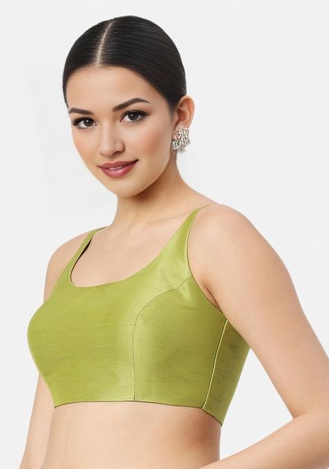 Sea Green Back Hook Closure Art Silk Blouse